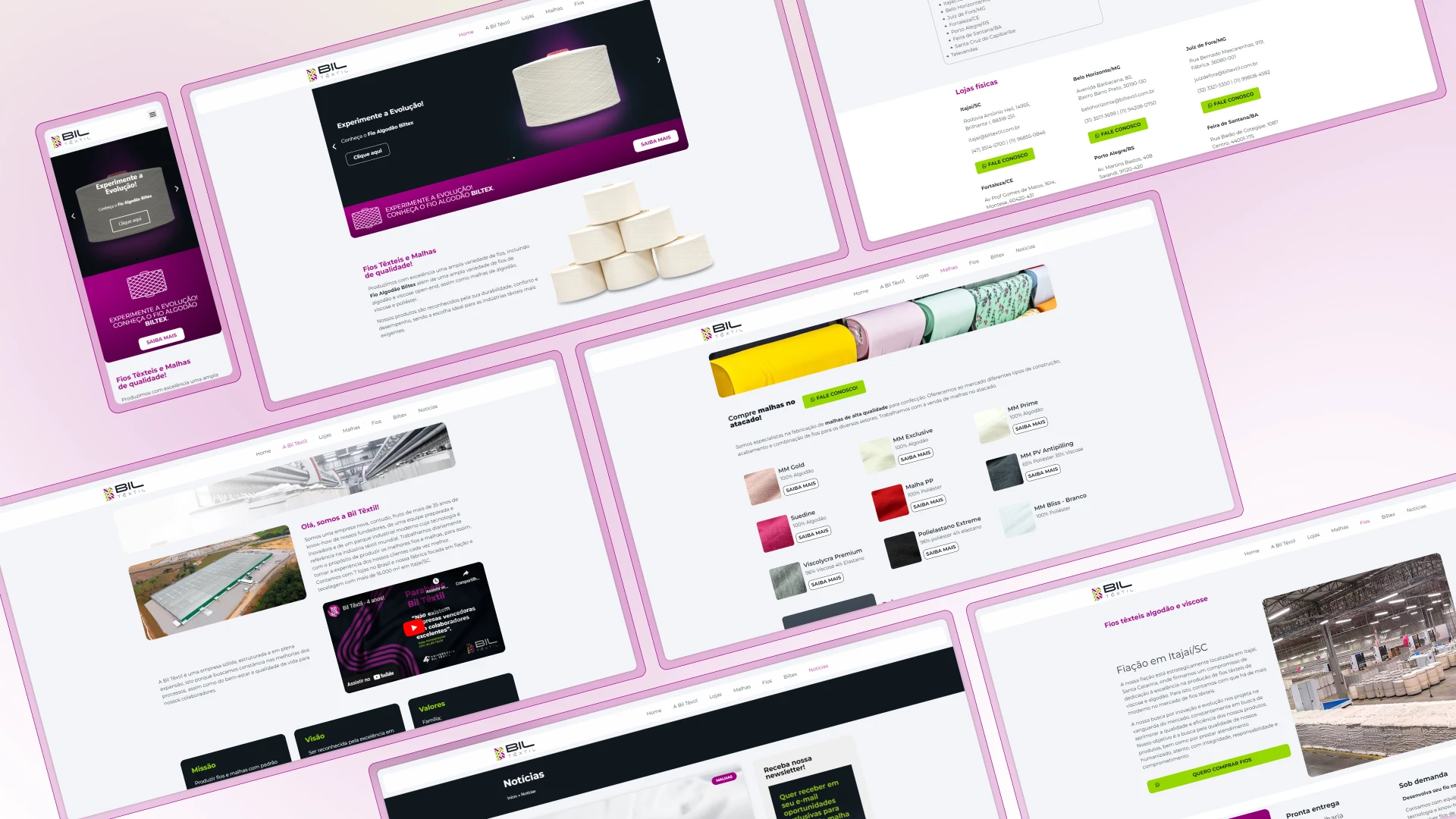 Slide 01 — Detalhes do novo site BIL Têxtil